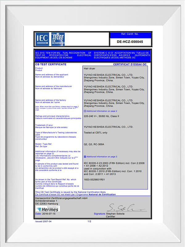 CB IEC Certificate